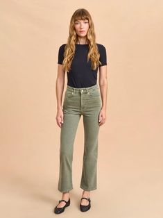 Meredith High-Rise Cropped Flare Jean | La Ligne NYC Fitted Cropped Flare Jeans With Five Pockets, Fall Cropped Fitted Flare Jeans, Pamela Hanson, Chelsea Girls, Cropped Flare Jeans, Denim Skirts, Denim Collection, Cropped Flares, Jeans Denim