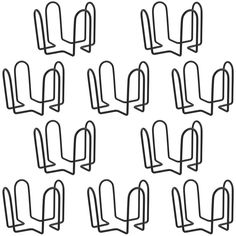 eight black and white drawings of chairs in different positions