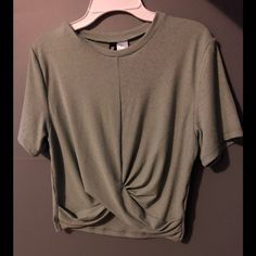 Sea Foam Green Crop Top With Knot On The Front Never Worn Size M H&m Green Tops For Spring, Chic Green H&m Top, Casual Green H&m Tops, Casual Stretch Tops From H&m, H&m Casual Stretch Tops, Green Crop Top, H&m Crop Top, H&m Tops, Seafoam Green