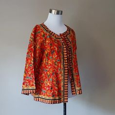 S / Singapore / Blouse / Cotton / Red/Orange Buttons Red Orange Color, Blouse Cotton, Cotton Blouses, Orange Red, Color Orange, Orange Color, Singapore, Top Blouse, Blouses