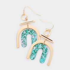 Earring Details: Size : 1.1" X 2" Fish Hook Back Paint Splash, Crown Jewels, Brass Metal, Fish Hook, Turquoise Necklace, Free Gifts, Arch, Dangle Earrings, On Sale