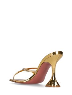 95mm Heel. Mirror leather and chain upper. Square toe. Leather lining and insole. Leather sole with rubber inserts Versace Brand, Ski Accessories, Amina Muaddi, Loafer Mules, Mule Sandals, Sports Accessories, Flat Espadrilles, Swim Accessories, Heeled Loafers