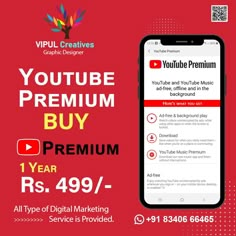 an advertisement for youtube premium buy