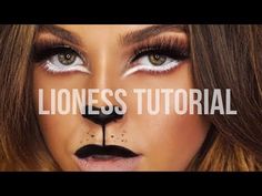 These Cat Makeup Tutorials Make the Most Basic Halloween Costume Way Less Boring Lion Make Up Women, Lion Makeup Tutorial, Lioness Face Paint, Lioness Makeup Halloween, Cat Faces For Halloween, Easy Lion Makeup, Lion Makeup Women, Whiskers Makeup