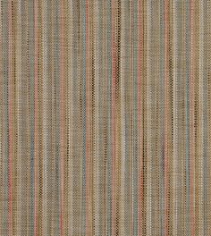 an upholstered fabric with multicolored stripes