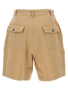 J pvc', cotton bermuda shorts featuring button closure, front pleats and pockets. Composition: 100% cotton Beige Cotton Cargo Shorts With Belt Loops, Chic Cotton Bermuda Shorts With Belt Loops, Chic Bermuda Cotton Shorts, High-waisted Bermuda Shorts For Work, High-waisted Cargo Shorts With Belt Loops For Workwear, Bermuda Shorts For Workwear With Belt Loops, Knee-length Cotton Bermuda Shorts With Belt Loops, Classic High-waisted Shorts With Belt Loops, Cotton Bermuda Shorts For Work