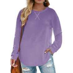 Fantaslook Oversized Sweatshirts for Women Crewneck Tunic Tops Casual Long Sleeve Shirts This plus size sweatshirts for women use skin-friendly soft fabric comfortable to wear. Womens sweatshirt features crewneck, long sleeve, pullover, tunic tops, oversized sweatshirts, curved hem, loose fit style. It is a basic tops to add to your wardrobe in fall and winter, offering a loose fit and long sleeves for a cozy and relaxed feel. You will never out of style for this crewneck sweatshirts, making the Fall Crew Neck Plain Blouse, Fall Plain Crew Neck Blouse, Fall Season Plain Crew Neck Blouse, Casual Oversized Plain Blouse, Casual Oversized Blouse, Casual Long Sleeve Plain Blouse, Casual Plain Long Sleeve Blouse, Purple Relaxed Fit Casual Top, Casual Purple Blouse Relaxed Fit