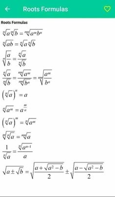 the root formula is shown in this screenshote, which shows how to use root numbers