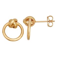 Complete any outfit with these Au Naturale 14k yellow gold knot circle stud earrings. Click on this JEWELRY & WATCHES GUIDE to learn about fit, styles, materials and more! Complete any outfit with these Au Naturale 14k yellow gold knot circle stud earrings. Click on this JEWELRY & WATCHES GUIDE to learn about fit, styles, materials and more! FEATURES Earring dimensions: 13mm Backings: post Nickel free Metal: 14k gold Plating: 14k gold Finish: polished Packaging: pouch Imported Size: One Size. Ge Packaging Pouch, Circle Stud Earrings, Circle Earrings Studs, Au Naturale, Circle Studs, Jewelry Earrings Studs, Gold Plating, Gold Finish, Knot