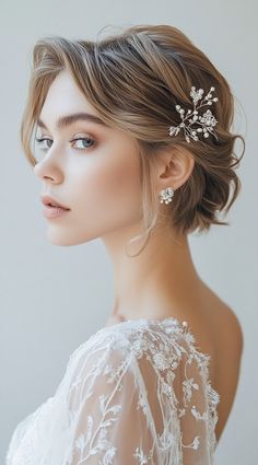 37 Formal Hairstyles for Short Hair: Elegant and Chic Ideas for Any Occasion Wedding Hairstyles For Pixie Hair, Formal Hair Chin Length, Side Swept Wedding Hair Short, Dress Hairstyles For Short Hair, Pageant Updo For Short Hair, Short Blonde Formal Hairstyles, How To Style Short Hair For Formal Event, Short Pageant Hair, Elegant Luxury Formal Hair Accessories