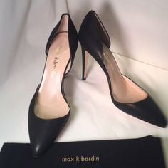 Max Kibardin Designer Heels Closed Pointed Toe, D’orsay Pump (Salvatore) Black Nappa Leather Size 7 Heel- 4” Never Been Worn And Comes In Original Box With Shoe Bag Elegant Court Shoes With Sculpted Heel For Night Out, Classic Party Court Shoes With Wrapped Heel, Sleek Open Toe Court Shoes For Evening, Formal Open Heel Court Shoes With Branded Heel Counter, Formal Open Heel Court Shoes With Wrapped Heel, Elegant Evening Court Shoes With 4-inch Heel, Formal Court Shoes With Wrapped Open Heel, Open Heel Evening Court Shoes, Evening Court Shoes With Branded Heel And Closed Toe