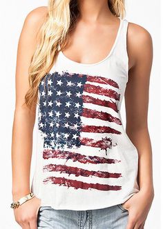 Casual American Flag Print Tank Top American Flag Tank Top, Chaleco Casual, American Flag Print, 4th Of July Outfits, Lace Camisole, Tank Top Camisole, Cotton Tank Top, Casual Tank Tops, Sleeveless Tshirt