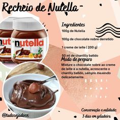 an advertisement for nutella with chocolate and nuts