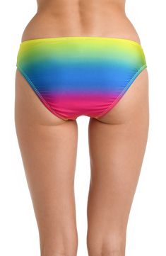 The gradient hues seamlessly blend from one shade to another, creating a vibrant and eye-catching look that embodies the spirit of celebration by the water's edge. Bursting with color, these vibrant tropical print swim bottoms with moderate coverage in back, gives you all the confidence you need to take on the day, whether swimming, snorkeling or paddle boarding. [split] Details Hipster Bottom Moderate rear coverage Fabric 87% Nylon, 13% Elastane Swimsuit Material, Setting Sun, Tanning Lotion, Printed Swim, Sun Tan, Swim Bottoms, Paddle Boarding, Tropical Print, Snorkeling