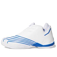 The Adidas T-Mac 2 OG 'White Royal' 2021 is a re-release of Tracy McGrady's second signature shoe. Originally released in 2003, this shoe features a simple two-tone color scheme that reflects the early years of McGrady's career with the Orlando Magic. The updated tooling on this shoe includes a Bounce midsole and a traditional herringbone rubber outsole, making it a great choice for both on and off the court. (SNKR/Men's/Mid Top/Basketball/Gift Recommend) Tracy Mcgrady, Basketball Gifts, Orlando Magic, Mid Top, Round Toe Heels, Early Years, Royal Fashion, The Court, Basketball Shoes