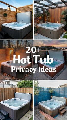 20+ Hot Tub Privacy Ideas Cover For Hot Tub, Hot Tub Changing Area, Hot Tub Area Decorating Ideas, Hot Tub Base Ideas Diy, Hot Tub Greenhouse Ideas, Privacy Around Hot Tub, Hot Tub Towel Rack Outdoor, Enclosed Hot Tub Ideas Backyard, Hot Tub Ideas Backyard Privacy