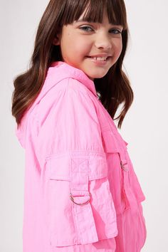 Available In Orange And Neon Pink. Cargo Jacket Solid Pockets Zipper Closure Hooded 100% Nylon Imported | Mini Nylon Cargo Jacket in Neon Pink size 4 by Fashion Nova Kids Jackets, Cargo Jacket, Pink Fashion, Neon Pink, Fashion Nova, Size 4, Size 7, Size 10, Neon