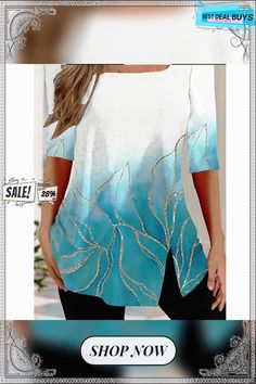 Women's T Shirt Tee Blue Graphic Print Short Sleeve Casual Daily Basic Square Neck Regular S Blue Short Sleeve T-shirt For Playwear, Blue Butterfly Print T-shirt For Summer, Blue Short Sleeve T-shirt With Butterfly Print, Cheap Turquoise T-shirt With Short Sleeves, Multicolor Casual T-shirt With Butterfly Print, Blue Graphic, Blue Blouse, Printed Shorts, Square Neck