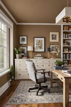 home interior design, home decor interior design, interior bedroom design, kitchen designs Home Office Ideas Colors, Taupe Office Walls, Home Office Wall Color Ideas, Home Office Color Scheme, Beige Home Office, Office Wall Colors, Kitchen Colour Combination, Office Paint Colors, Map Room