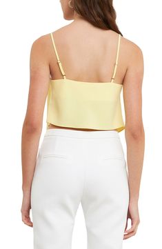 This buttery soft tank is crafted in a cropped silhouette with slinky adjustable straps and a drapey neckline. Cowl neck Adjustable straps 100% polyester Hand wash, dry flat Imported Chic Crop Top Camisole With Built-in Bra, Chic Tank Top With Built-in Bra, Chic Tops With Built-in Bra And Tank Straps, Chic Cropped Tank Top For Party, Summer Spaghetti Straps Crop Top For Night Out, Spring Halter Top With Spaghetti Straps For Night Out, Party Crop Top With Adjustable Straps, Elegant Crop Top With Delicate Straps, Spring Tank Camisole With Built-in Bra