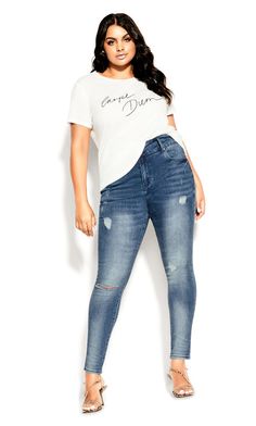 Plus Size Asha Sweetheart Jean - mid denim Apple Body Shape, Apple Body Shapes, Fashion Promotion, Plus Size Summer Outfits, Denim Chic, Simple Tees, Plus Size Shopping, Plus Size Jeans, Chic Woman