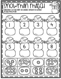 snowman math worksheet for kids to practice counting and adding numbers with the same number