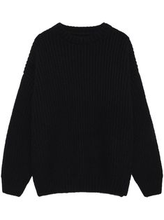 black knitted construction crew neck long sleeves ribbed cuffs and hem Sweatshirt Oversized, Anine Bing, Crew Neck Jumper, Black Sweater, Alpaca Wool, Black Knit, Black Sweaters, Sweater Hoodie, Alpaca