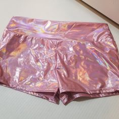 Nwt Shein Bike Short Shorts...5% Stretch...Runs Small...Never Worn...Iridescence Pink Stretch Shiny Short Bottoms, Fitted Shiny Shorts For Summer, Iridescent Stretch Bottoms For Summer, Valentines Dance Outfit, Valentines Dance, Kids Cheering, Valentines Outfit, Girls Dancewear, Shein Shorts