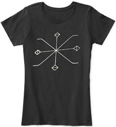 a black t - shirt with white geometric designs on it