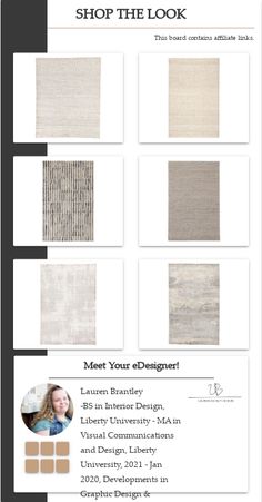 the front page of an advertise with different colors and patterns on it, including beige