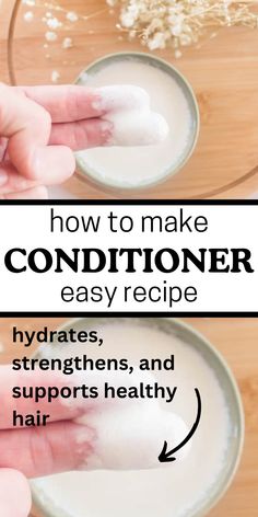 A homemade conditioner is so much more than a hair softener for more manageable hair. A natural hair conditioner is necessary to hydrate, strengthen, thicken and support healthy hair. Homemade Natural Shampoo And Conditioner, All Natural Hair Conditioner, Make Your Own Conditioner, Diy Natural Hair Conditioner, How To Make Hair Conditioner, Home Made Hair Conditioner Recipes, Beef Tallow Hair Conditioner Recipe, Diy Conditioner For Dry Hair, Non Toxic Conditioner