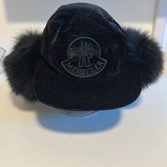 Real Fur. Never Worn. Designer Winter Hats With Curved Brim, Designer Black Brimmed Hat, Designer Black Winter Hat, Luxury Black Cap, Luxury Winter Hats With Short Brim, Luxury Flat Brim Winter Hat, Fur Hat, Real Fur, Limited Time