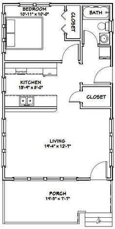 the floor plan for a two bedroom apartment with an attached kitchen and living room area