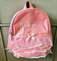 Personalised Girls Pink Tutu Bag - perfect for nursery, schools or extra curricular activities!  Bag is approximately 32x26x12cm, an ideal size for little ones.  Bag will be personalised with a name or your choice of wording in your choice of coloured vinyl. Pink Satchel Backpack For School, Pink School Bag For Back To School, Cute School Bags For Back To School, Cute Backpack For End Of School Year, Pink Bags With Cute Design For Students, Cute Pink Softback Backpack, Pink Backpack For Daycare And Back To School, School Bags With Adjustable Strap, Cute School Backpack Satchel