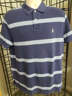 Polo Ralph Lauren Mens Golf Shirt Size X-Large NAVY & light blue. Armpit to armpit measures 23.5" and length of shirt is 30.5". Freshly laundered and ready to wear and will ship fast. Casual Navy Tops For Golf, Navy Sporty Shirt With Polo Collar, Sporty Navy Shirt With Polo Collar, Navy Casual Polo Shirt For Golf, Casual Navy Polo Shirt For Golf, Navy Cotton Golf Tops, Navy Cotton Sports Top, Classic Blue Golf Shirt, Blue Crew Neck Top For Golf