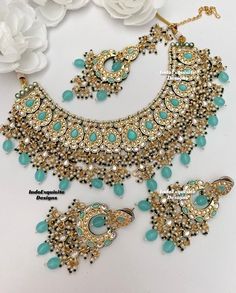 Premium Quality fine Thappa Kundan necklace set comes with elegant earrings and tikka/Reception/Wedding/bridal jewelry/ Indian jewelry /Kundan Jewelry/turquoise blue   All items are shipped from Brampton, Ontario, Canada. If you need your item by a certain day, please reach out to us for express delivery option before placing the order so that we can update the shipping for you. Standard shipping/delivery timeline Below are the estimated delivery times after the order is shipped/dispatched.  ---> USA delivery timeline * 3-6 business days to major urban centers in USA. It may take 1-2 days extra to remote locations ---> Canada delivery timeline  * 2-3 business days - GTA  & Montreal  * 2-4  business days - Rest of Ontario/Quebec * 3-6 business days-  Rest of Canada (Please consider 1-2 extr Turquoise Indian Jewelry, Turquoise Jewelry Indian, Polki Choker, Brampton Ontario, Jewelry Kundan, Kundan Necklace Set, Necklace Set Indian, Kundan Jewelry, Jewelry Turquoise