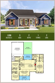 two story house plans with open floor plan for the front and back of the house