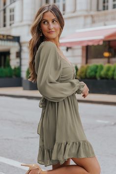 Green Long Sleeves Smocked A-line Dress September Rain, Long Sleeve Smock Dress, Long Sleeve Short Dress, Peasant Dress, Smocked Dress, Sheer Chiffon, Smock Dress, Sheer Sleeves, Mini Dresses