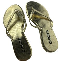 Chico’s Metallic Gold Snakeskin Thong Sandals Size 6 New With Tags On Bottom Unused Unworn Perfect For Swimsuit, Beach. Pool Or Resort Wear 2024 Spring Summer Trend Clean Home Non Smoking No Indoor Pets Sewroombrowntub220426 Trendy Gold Flip Flops For Summer, Trendy Gold Synthetic Flip Flops, Gold Trendy Synthetic Flip Flops, Gold Synthetic Summer Flip Flops, Chico Shoes, White Sandals Flat, Silver Flip Flops, Black And White Sandals, Pool Shoes