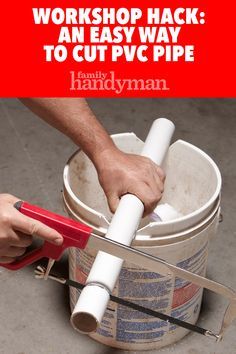 there is a man that is working on a bucket