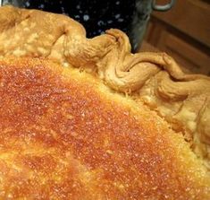 a close up of a pie on a table