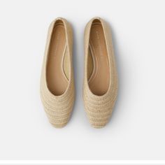 Brand New With Tags. Never Worn. Zara Eur 40 / Us 9 Upper:95% Jute 5% Polyurethane Lining: 80% Linen 20% Polyester Heel Height: 0.6” Ecru Spring Slip-on Court Shoes, Beige Round Toe Court Shoes For Summer, Spring Slip-on Heels With Woven Sole, Spring Heels With Woven Sole, Flat Heel Court Shoes For Workwear In Spring, Beige Round Toe Court Shoes For Spring, Beige Closed Toe Ballet Flats For Spring, Spring Workwear Slip-on Court Shoes, Spring Slip-on Court Shoes For Work