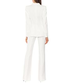 Crêpe Blazer | Alexander McQueen - mytheresa.com White Structured Blazer With Concealed Placket, Luxury White Single Breasted Blazer, Alexander Mcqueen Women Suit, Luxury White Blazer With Structured Boning, Alexander Mcqueen Blazer Women, Alexander Mcqueens, Crepe Blazer, Mc Queen, Lesbian Wedding