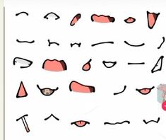 a drawing of different shapes and sizes on a piece of white paper with pink ink