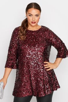 Shop YOURS LONDON Curve Red Sequin Embellished Flute Sleeve Top at Yours Clothing. Discover women’s plus size clothing in sizes 10-36 with fast delivery. Flute Sleeve, Animal Print Dress Casual, Plus Size Sequin, Leggings And Heels, Red Sequin, Sequin Top, Curvy Fashion, Plus Size Clothing, Night Dress