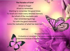 purple flowers with butterflies on them and the poem about being afraid to forget that someone has lost