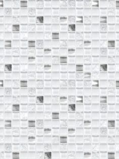 a white and gray mosaic tile wall