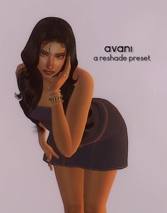 a digital painting of a woman with her hand on her face and the words avani are beside her