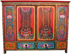 tibetan style furniture - Google Search Nepal Art, Dharamsala, Endless Knot, Buddhist Shrine, Refinishing Furniture Diy, Buddhist Symbols, Tiger Painting