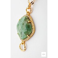 This Green Chrysoprase and Cubic Zirconia Necklace from Miel Jewelry Shop is a truly beautiful piece of jewelry. The pillow-shaped vermeil bezel is set with stunning green chrysoprase and cubic zirconia stones and is complemented by twisted gold-plated jumps. The 14K gold-filled long and short link chain adds a luxurious touch. This necklace is a unique and eye-catching piece that will add a touch of elegance to any look. Natural variations in the stones mean your purchased item may not be exact Elegant Statement Necklace, Chrysoprase Necklace, Elegant Pillow, Zirconia Necklace, Artisan Rings, Cubic Zirconia Necklace, Gemstone Jewelry Handmade, Stone Pendant Necklace, Statement Necklaces